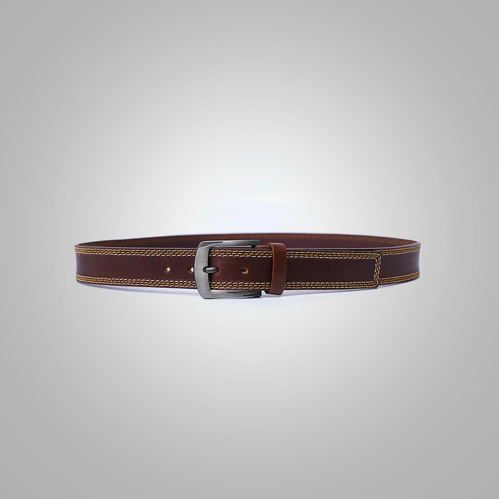 Amsel Boron stitched leather belt for men
