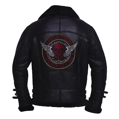 Amsel Brant black shearling leather jacket for men
