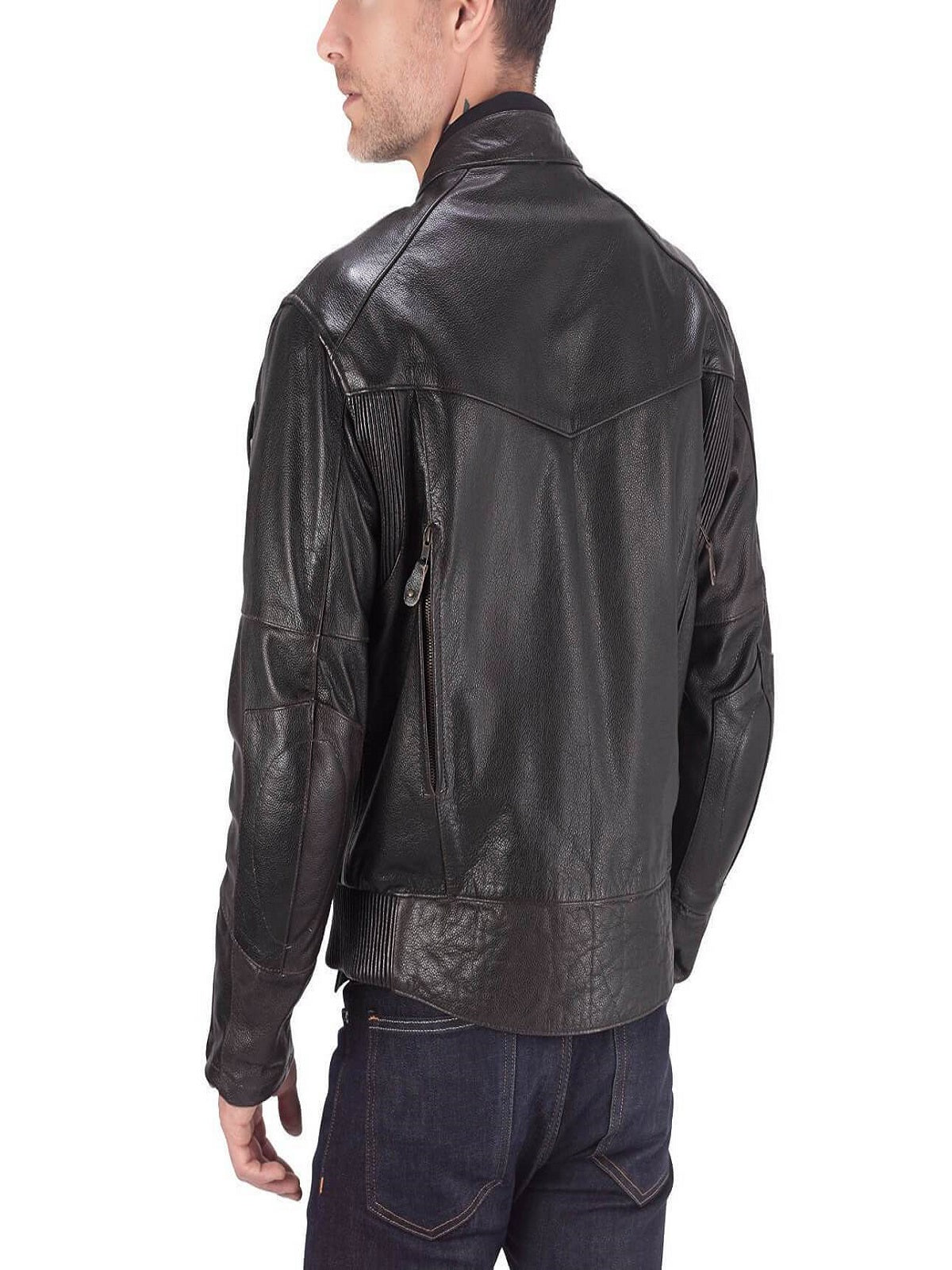 Amsel Callen brown leather biker jacket
