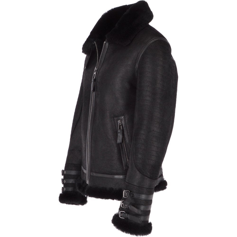 Amsel Falcon black leather flying bomber jacket
