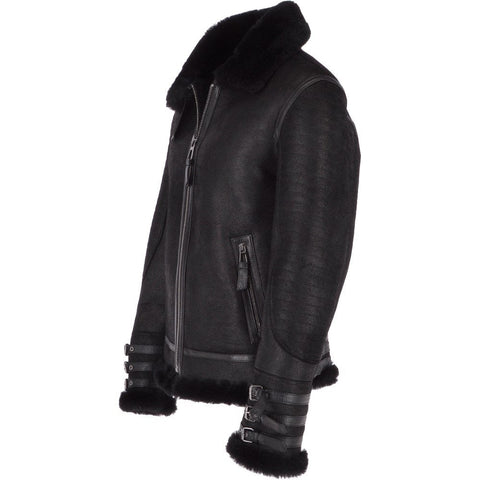 Amsel Falcon black leather flying bomber jacket
