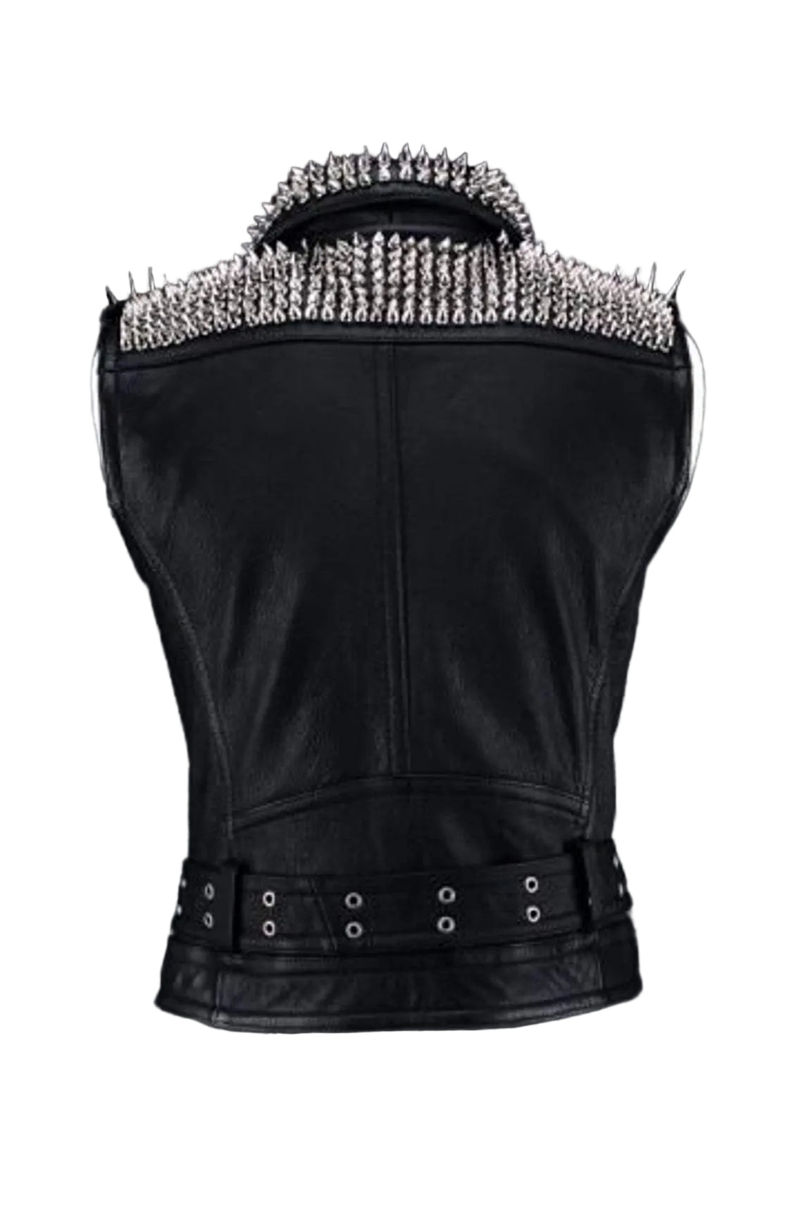 men's black studded leather vest alaric side angle