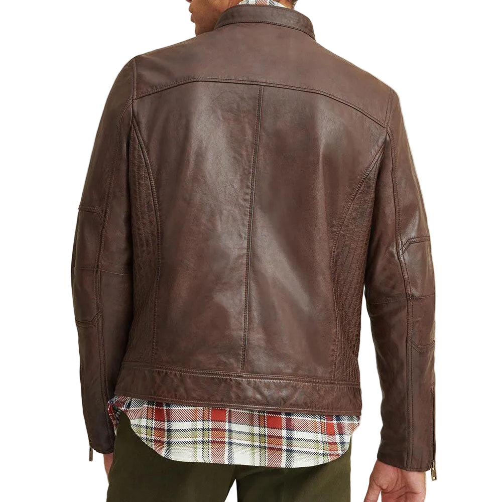 Amsel Mercer brown leather motorcycle jacket
