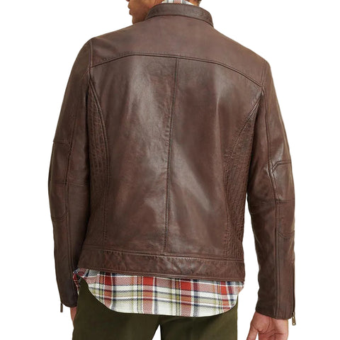 Amsel Mercer brown leather motorcycle jacket
