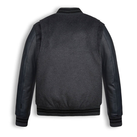 Amsel Riven black nappa leather varsity bomber
