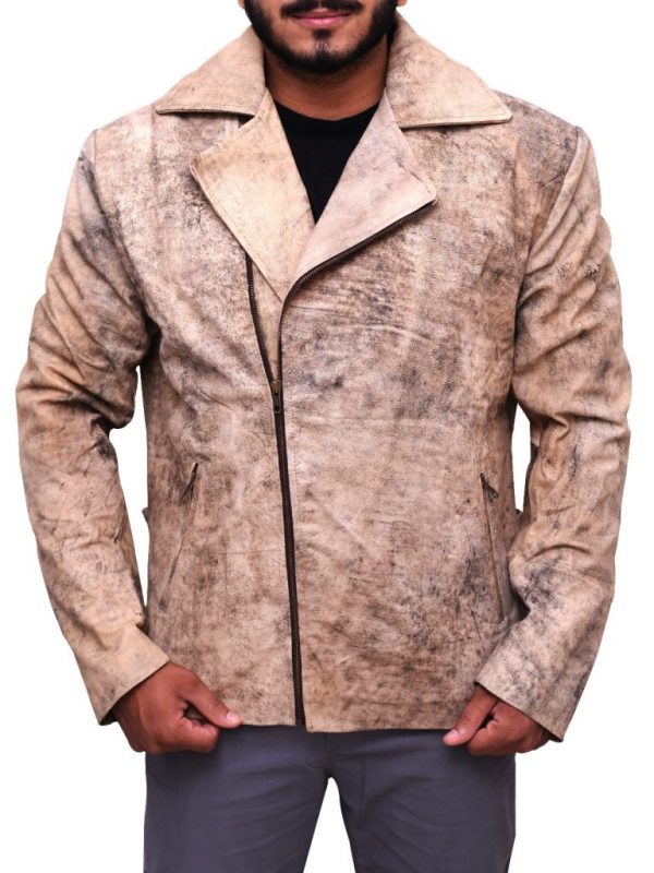 men's brown distressed leather biker jacket callen side angle