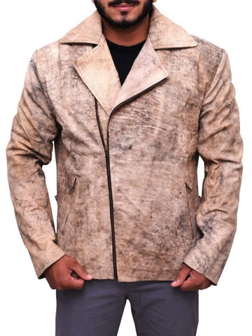 men's brown distressed leather biker jacket callen side angle