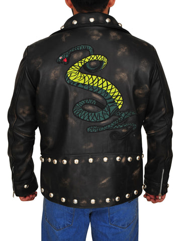 men’s brown faux leather jacket additional product view