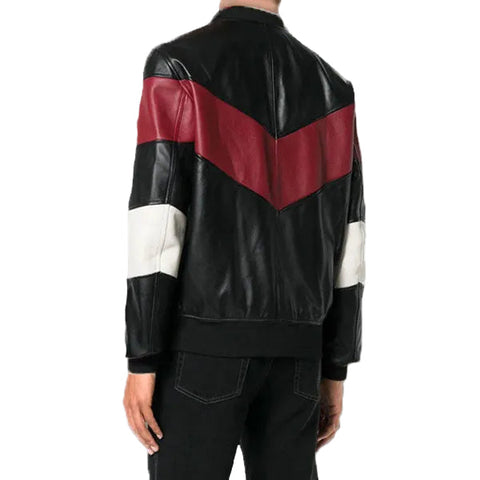 men’s black cowhide leather bomber jacket side angle