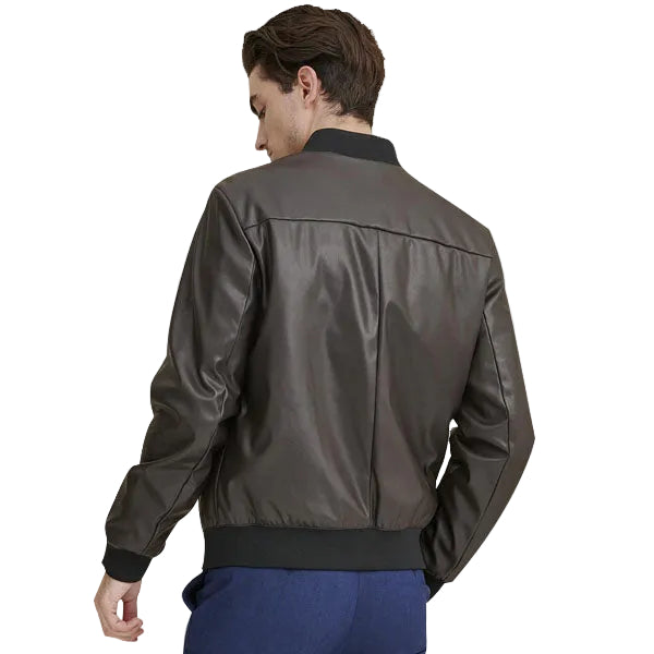 Amsel Vero brown leather look bomber jacket

