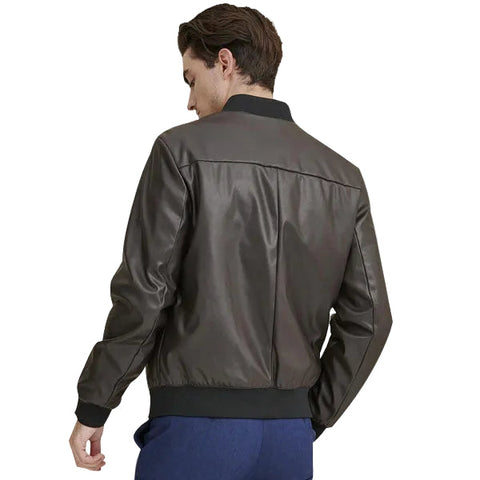 Amsel Vero brown leather look bomber jacket

