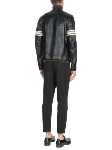 men’s black cowhide leather jacket side angle