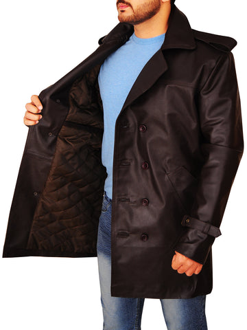men's brown leather leather coat marlow texture detail