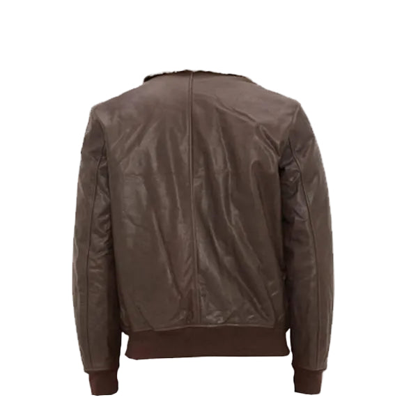 men’s sheepskin leather aviator jacket side angle