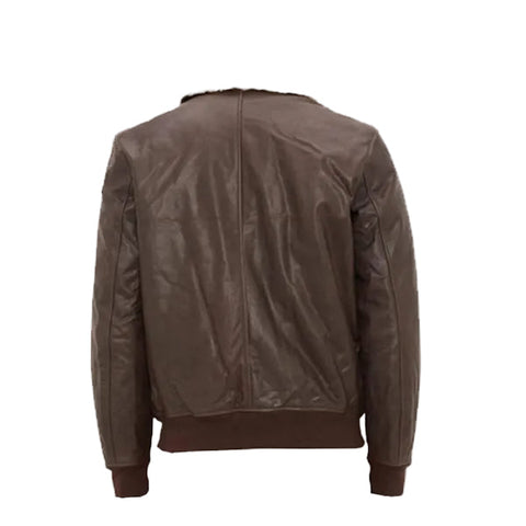 men’s sheepskin leather aviator jacket side angle