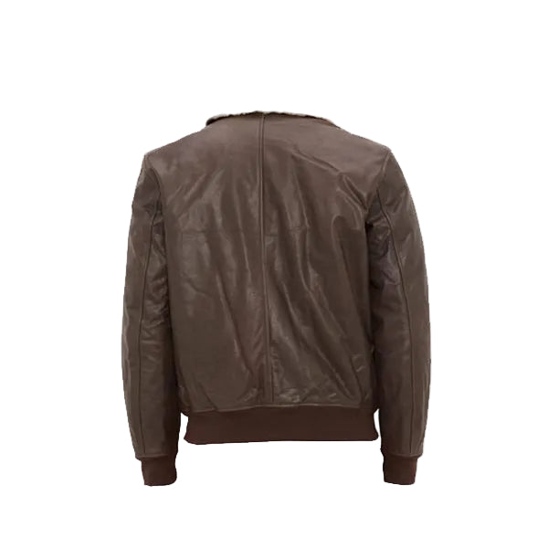 • mens leather bomber jacket detachable collar detail
