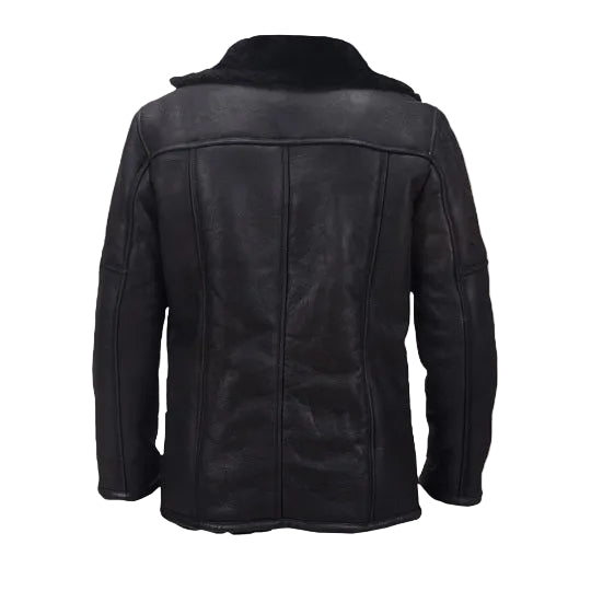 • aviator b16 sheepskin leather jacket black detail
