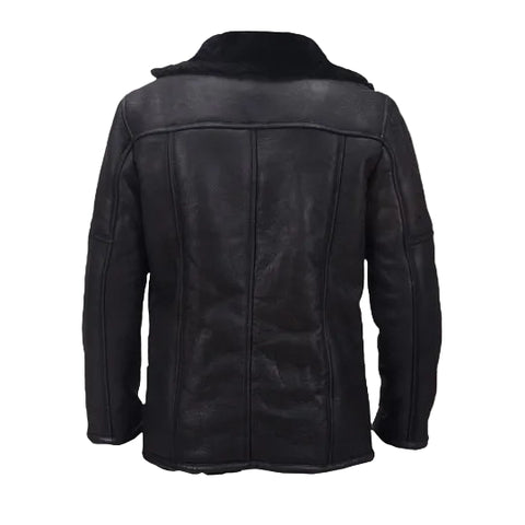 • aviator b16 sheepskin leather jacket black detail
