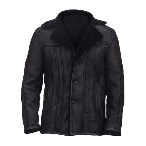 • b16 shearling bomber jacket mens front view
