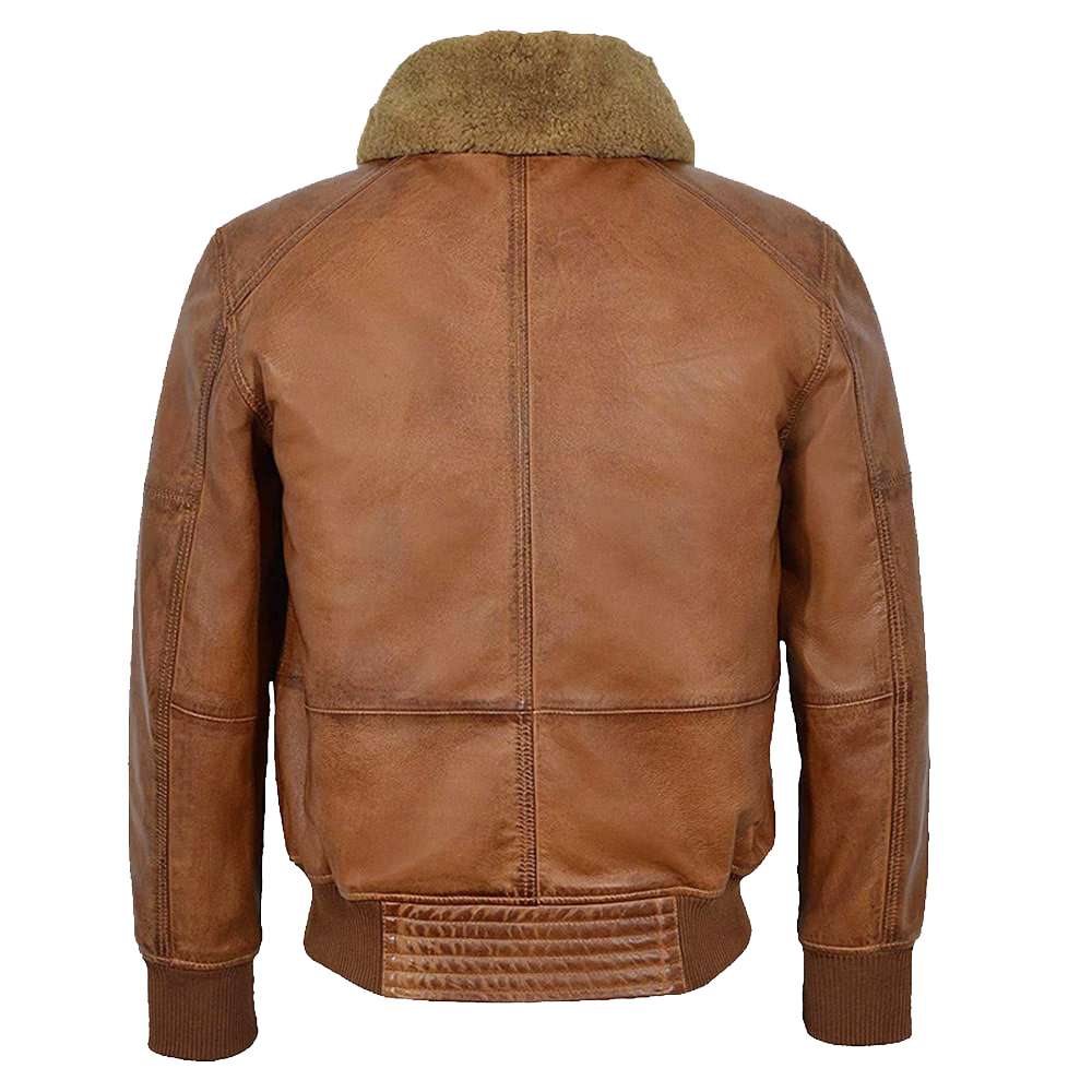 Aviator Shearling Brown Bomber Leather Jacket – Vintage Men's Style - AMSEL LEATHERS