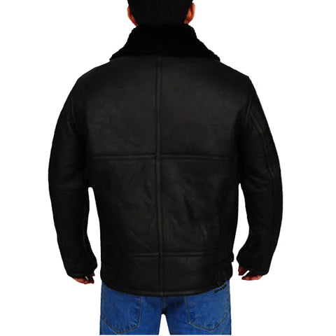 B3 Aviator Bomber Sheepskin Black Jacket