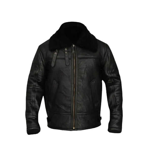 • b3 aviator bomber jacket mens black front view
