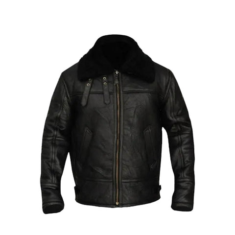 • b3 aviator bomber jacket mens black front view

