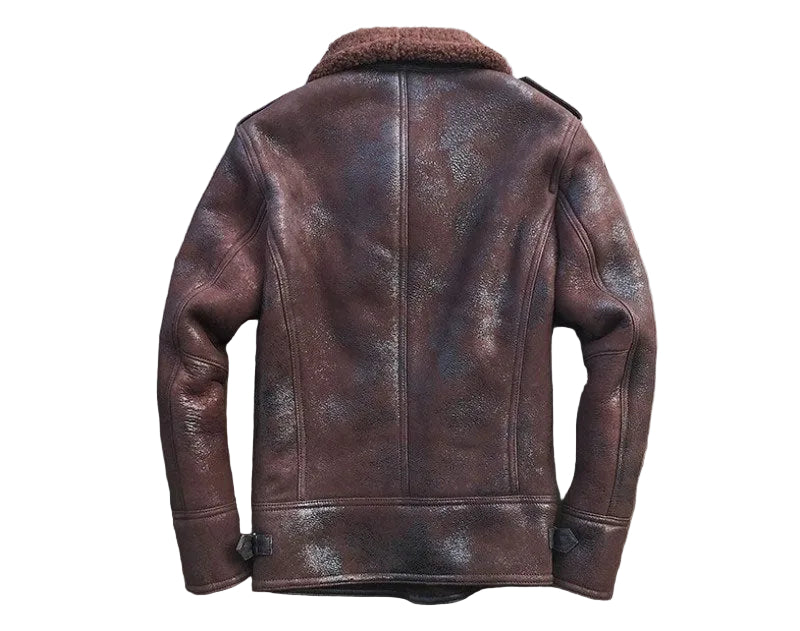 • waxed suede bomber jacket shearling lining detail
