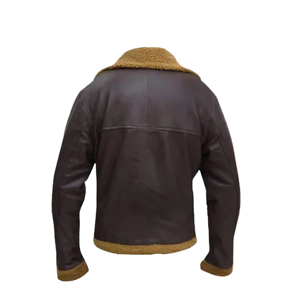 men’s sheepskin leather aviator jacket side angle