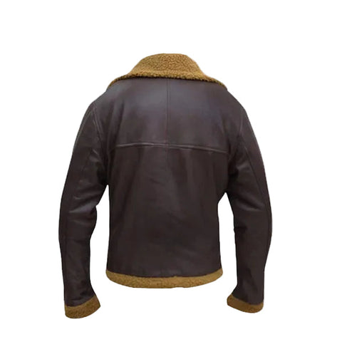 men’s sheepskin leather aviator jacket side angle