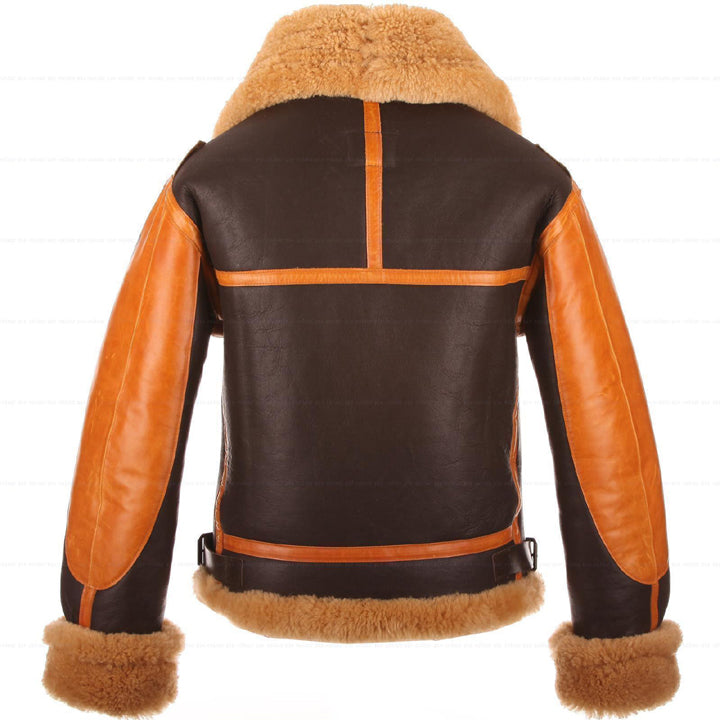 B3 RAF Brown Sheepskin Bomber Shearling Two Tone Leather Jacket - AMSEL LEATHERS