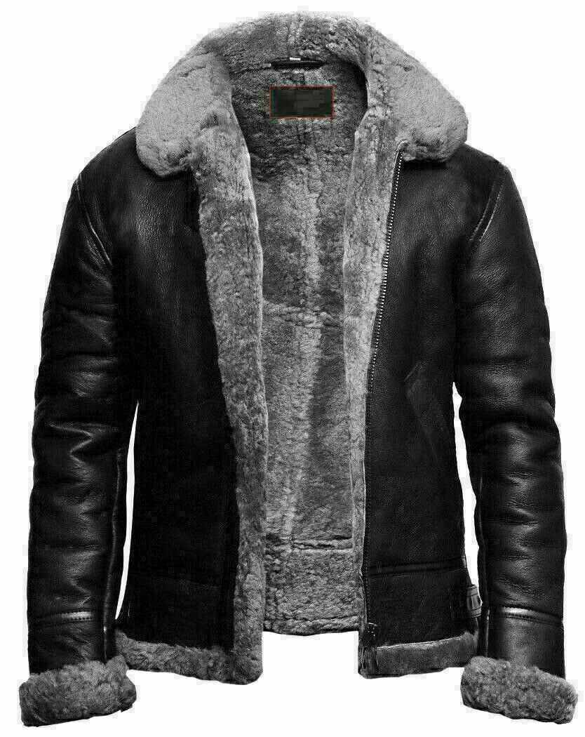Men’s black B3 shearling aviator jacket