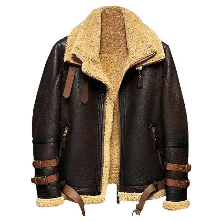 B3 Flight Sheepskin Aviator Shearling Leather Jacket - AMSEL LEATHERS