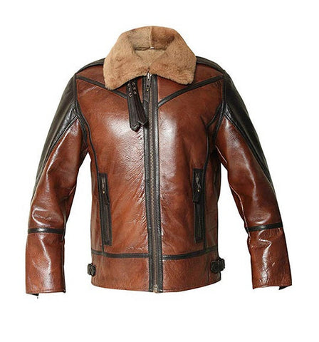 B3 RAF Brown Sheepskin Shearling Pilot Leather Jacket for Men