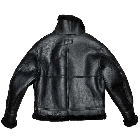 • black b3 leather jacket belt waist detail
