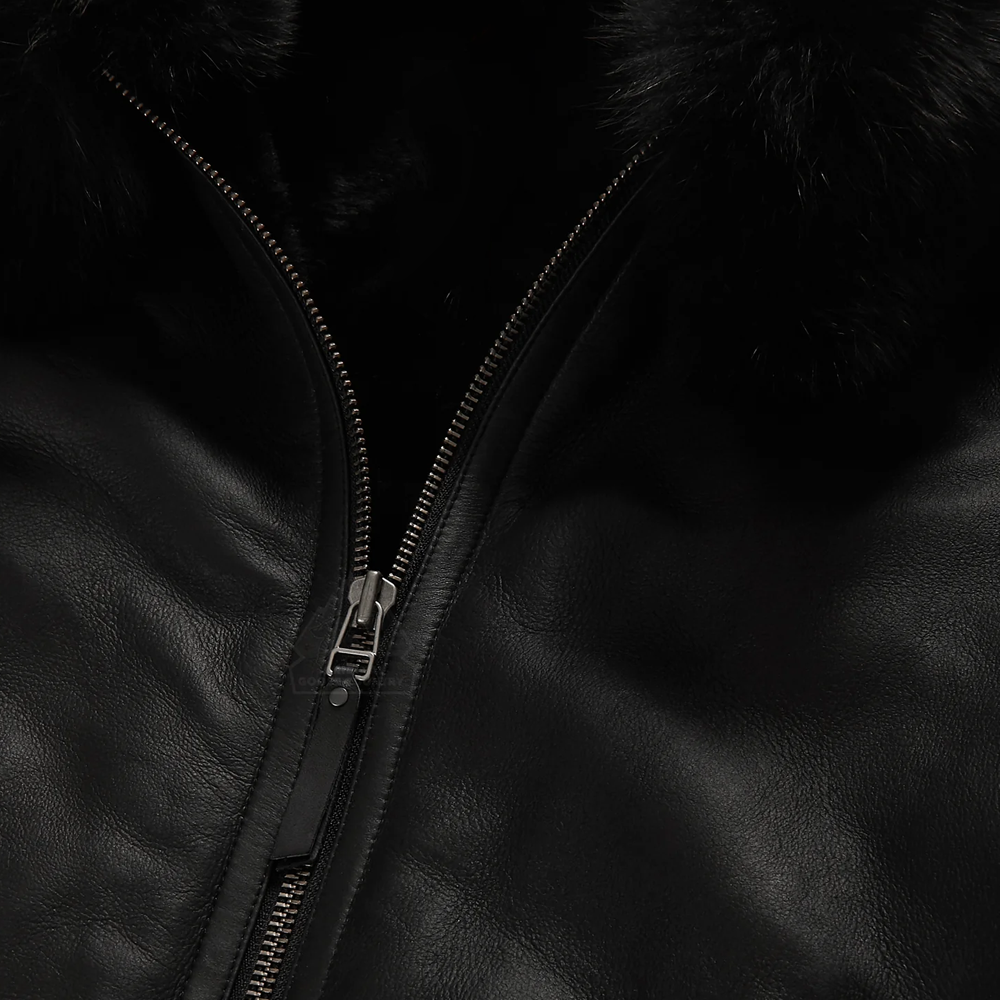 • mens shearling aviator bomber jacket side angle
