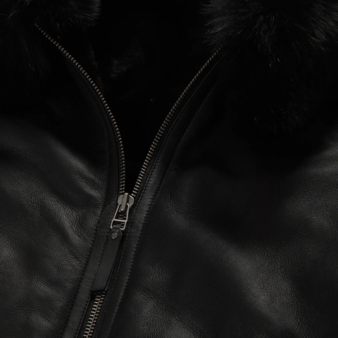 • mens shearling aviator bomber jacket side angle
