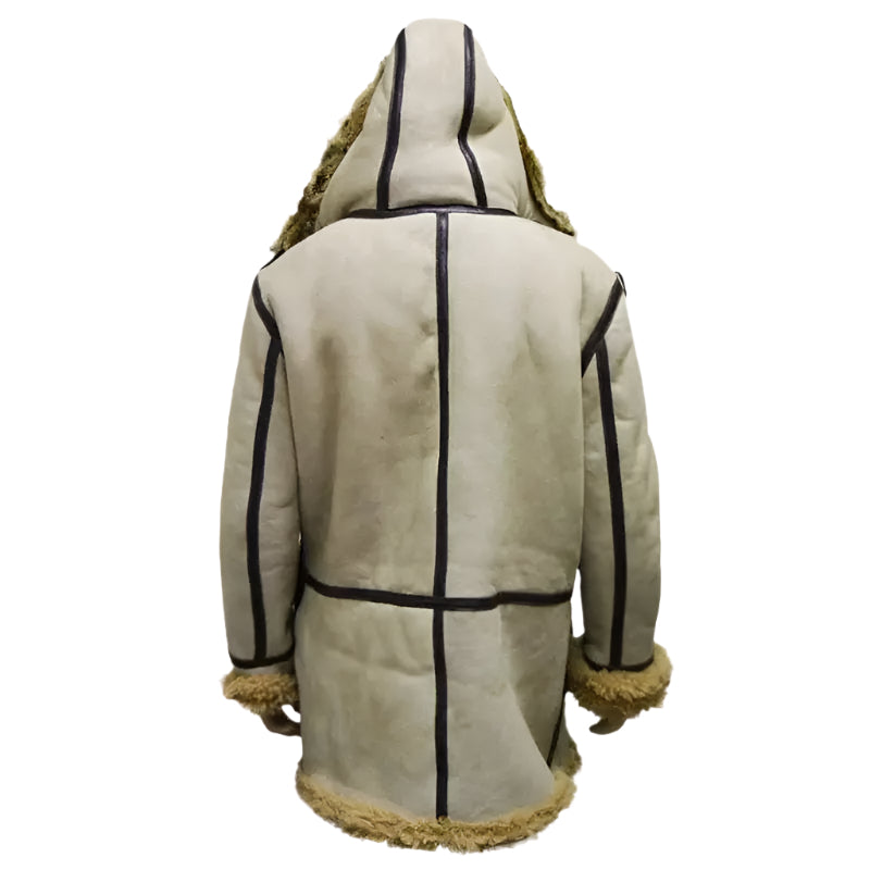 B7 Real Sheepskin Bomber Jacket Coat with Hood Amsel Leathers