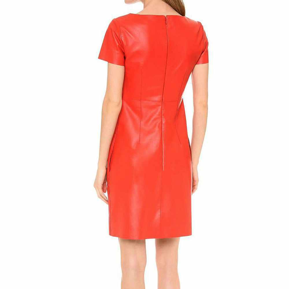 Red Leather Mini Party Dress For women - AMSEL LEATHERS