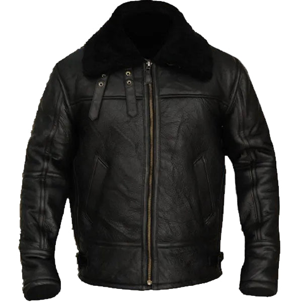 B3 Aviator Bomber Sheepskin Black Jacket