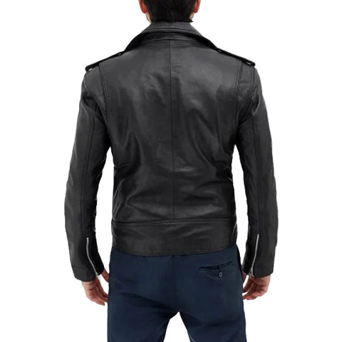 men’s black sheepskin leather belt side angle