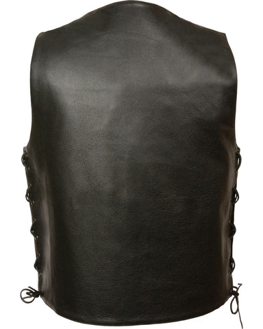 • mens biker vest adjustable side lace detail
