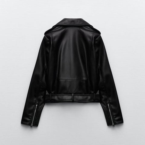 • womens motorcycle leather jacket zipper detail
