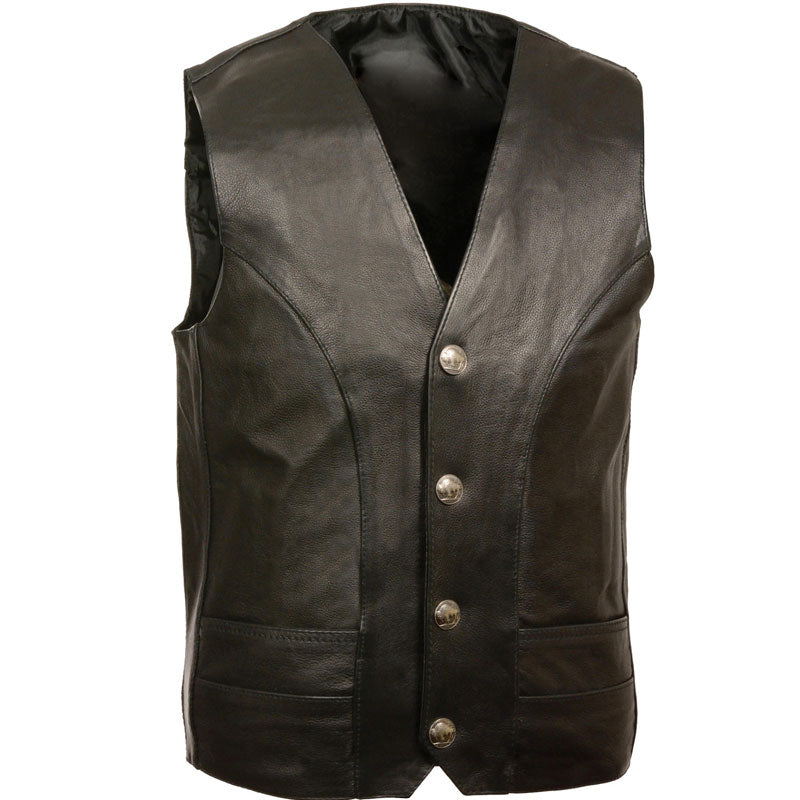 • buffalo snap leather vest mens front view
