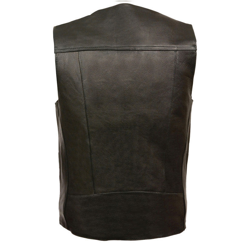 • biker vest nickel snap detail close up

