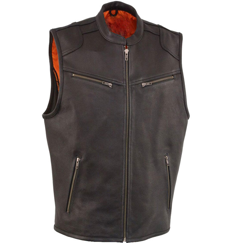 • cooling leather vest mens summer riding front view
