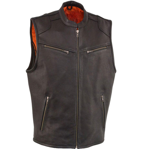 • cooling leather vest mens summer riding front view

