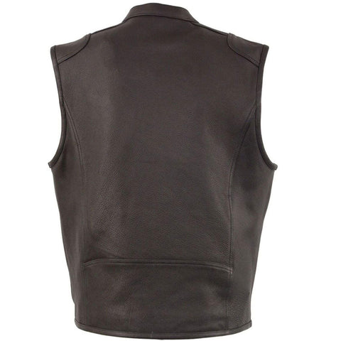 • black leather vest breathable biker detail
