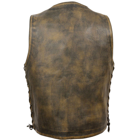 • 10 pocket leather vest biker detail
