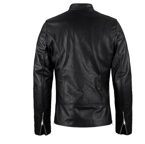 • black riding leather jacket calf leather detail
